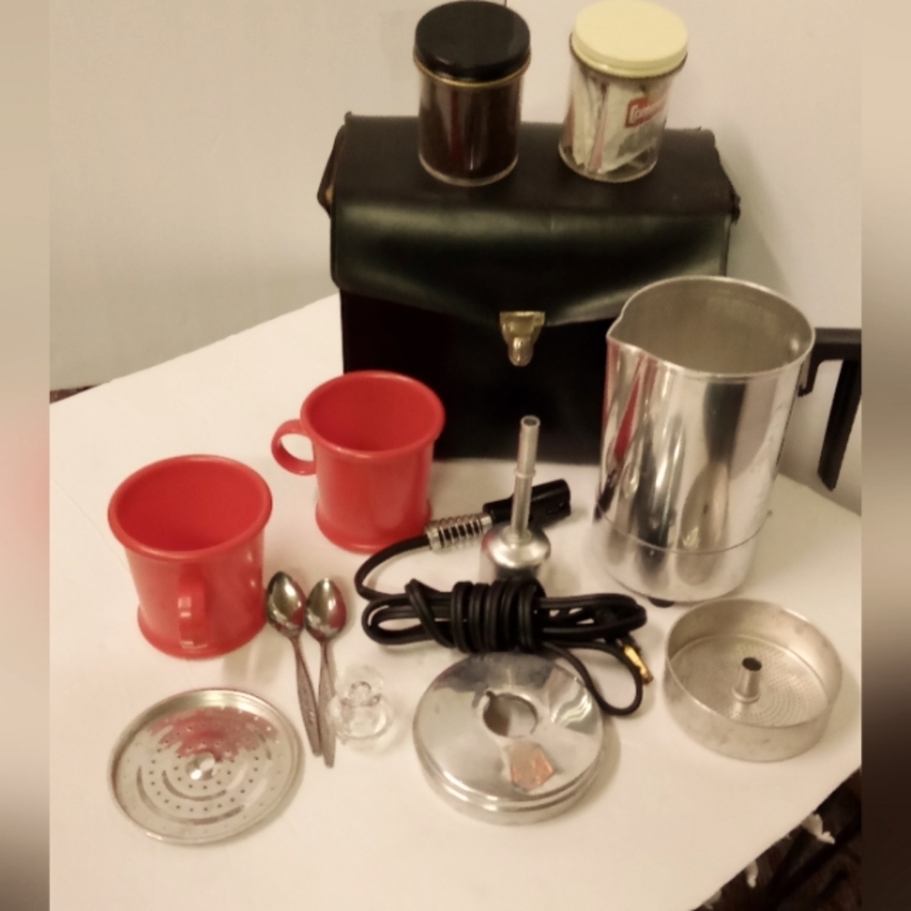 Empire Coffee Pot Travel Kit Electric Aluminum Vintage